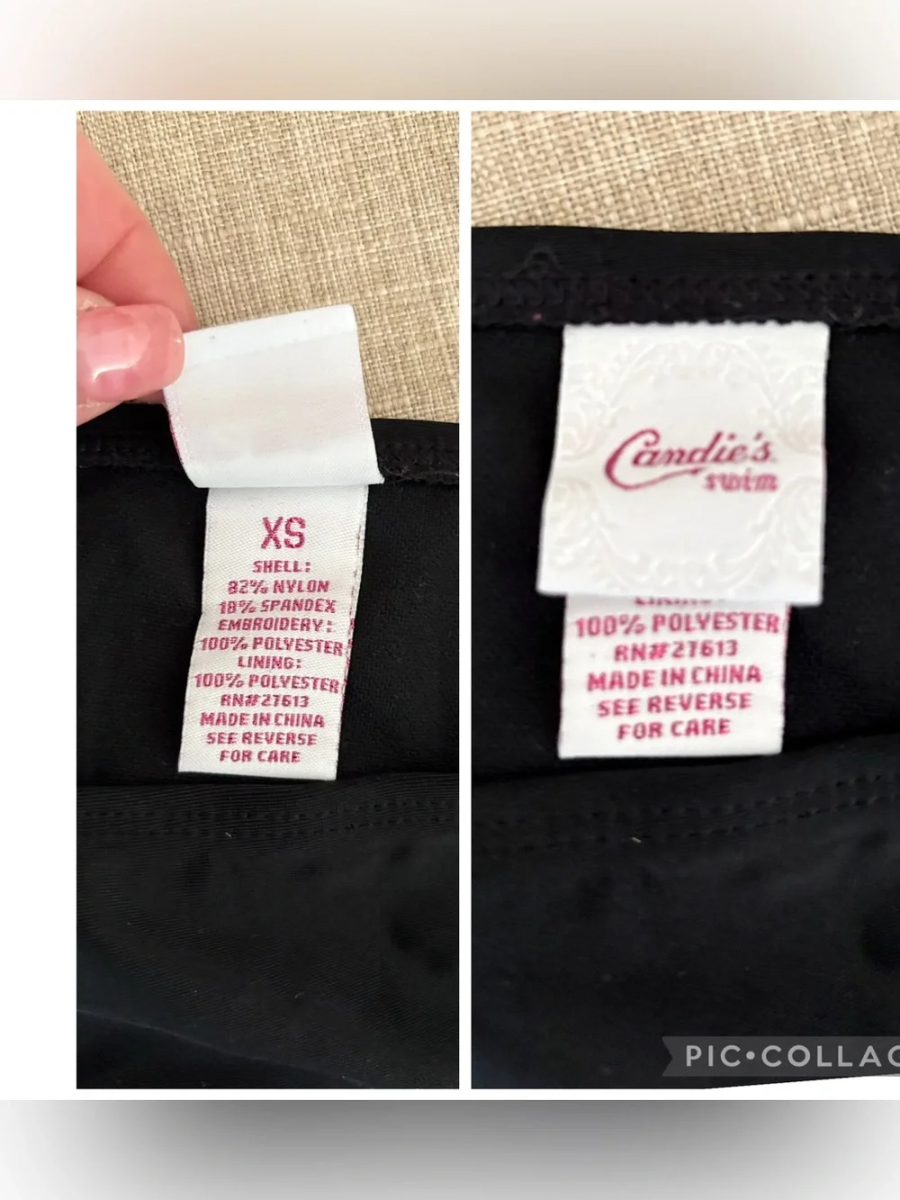 Candie’s Embroidered Floral Bird Tie Side Bikini Bottom XS Black NWOT
